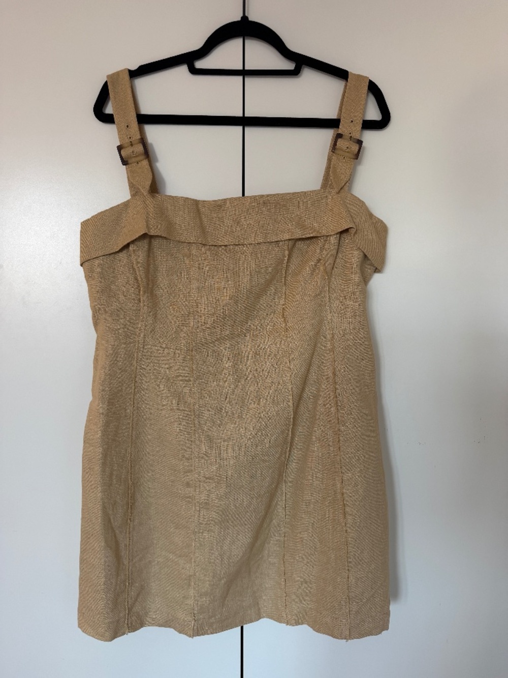 Mango Linen Mini Dress Beige Strappy XL NWT Summer Dress